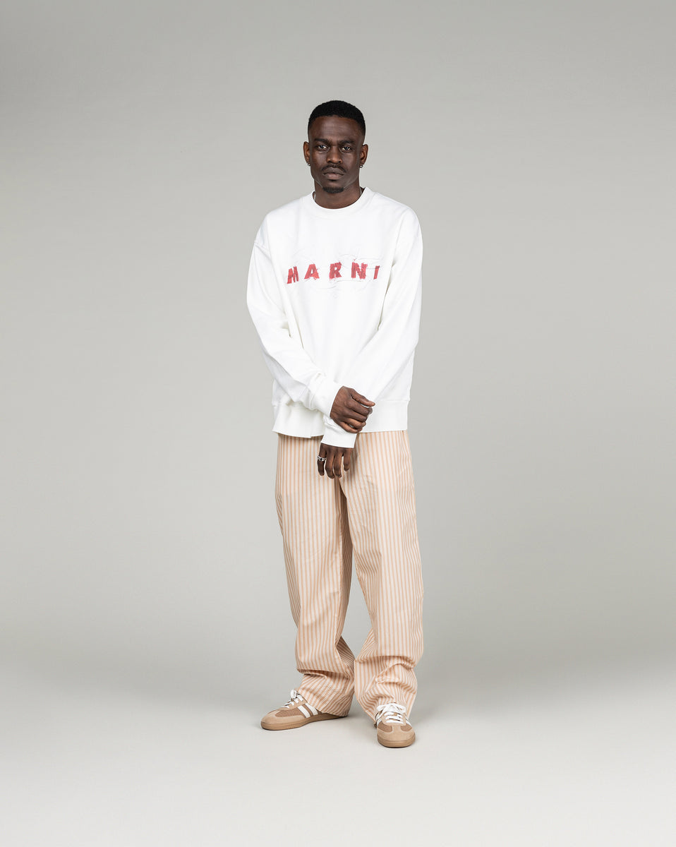 ★MARNI★ Logo Cotton Sweatshirt Natural White FLJE0185P5USC Marni Logo Print Hoodie | White | FARFETCH CA