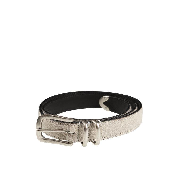 Molebo Refined Double Loop Ponyhair Belt - 90 / White