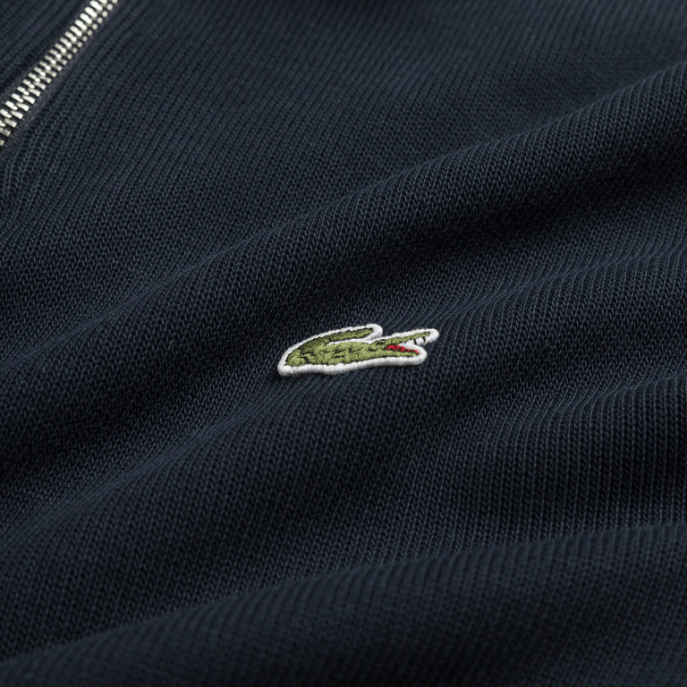 Lacoste Zippered Stand Up Collar Cotton Sweatshirt