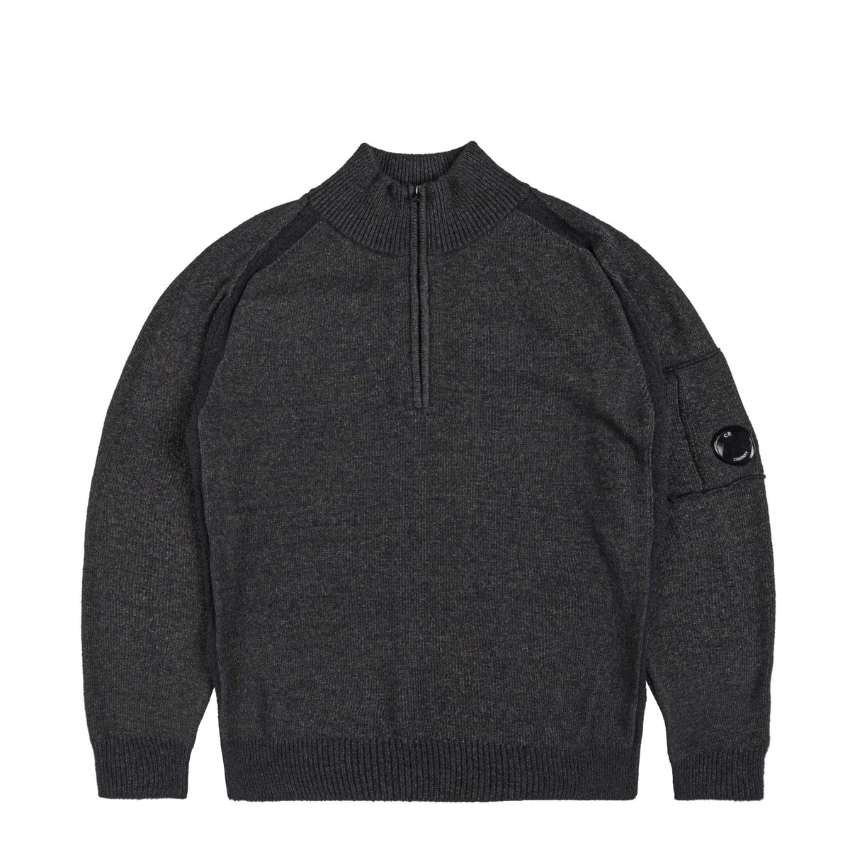 トップス C.P. COMPANY ds knit black C.P. Company Metropolis Knitted Wool Half Zip Black at