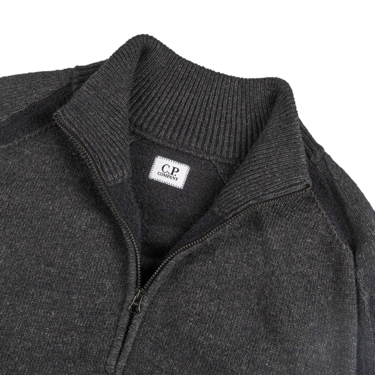 トップス C.P. COMPANY ds knit black CP Company Arm Lens Wool Half Zip Knit Jumper Black - Outlet