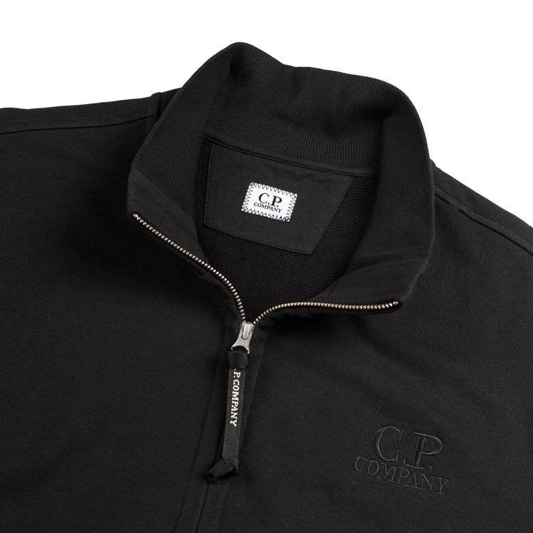 C.P. Company Diagonal Raised Fleece Sweat Jacket (Black)