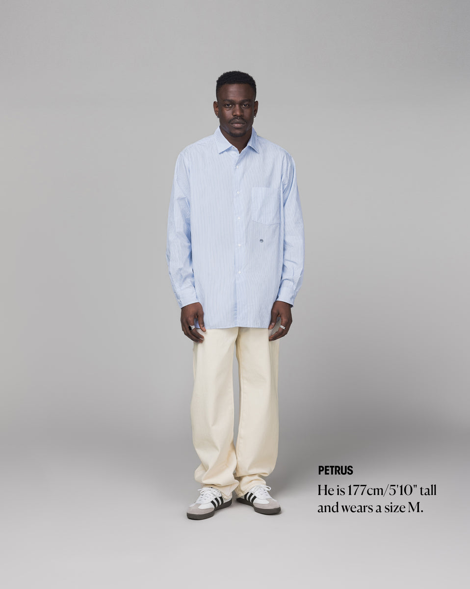 Nanamica Regular Collar Stripe Wind Shirt – buy now at Asphaltgold