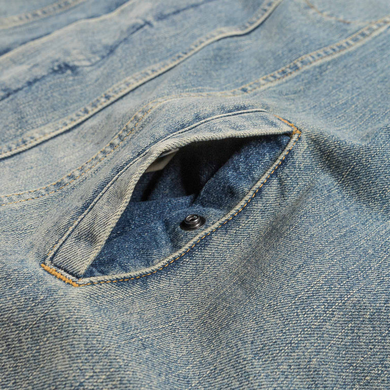 Martine Rose Padded Denim Jacket (Blue Patchwork Wash)