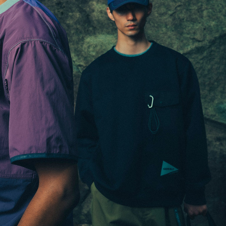 Gramicci x And Wander Pocket Sweat Shirt onfeet