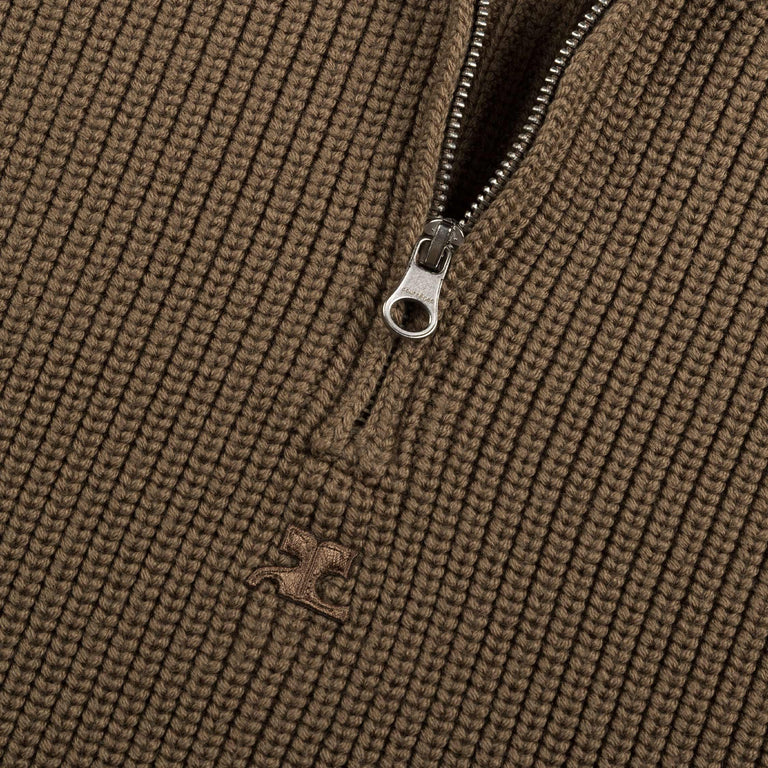 Courreges Ribbed Wool Trucker Sweater (Mocha)