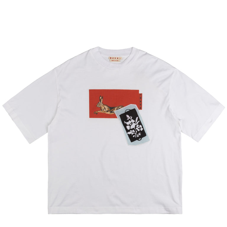 Marni Mixed Media Jersey T-Shirt - 52 / Lily White