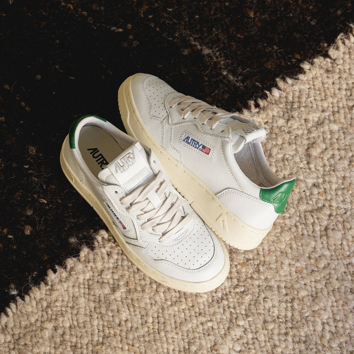 Autry Medalist Men\'s Size 8 Low Top Leather White Green Sneakers Autry men main image 2