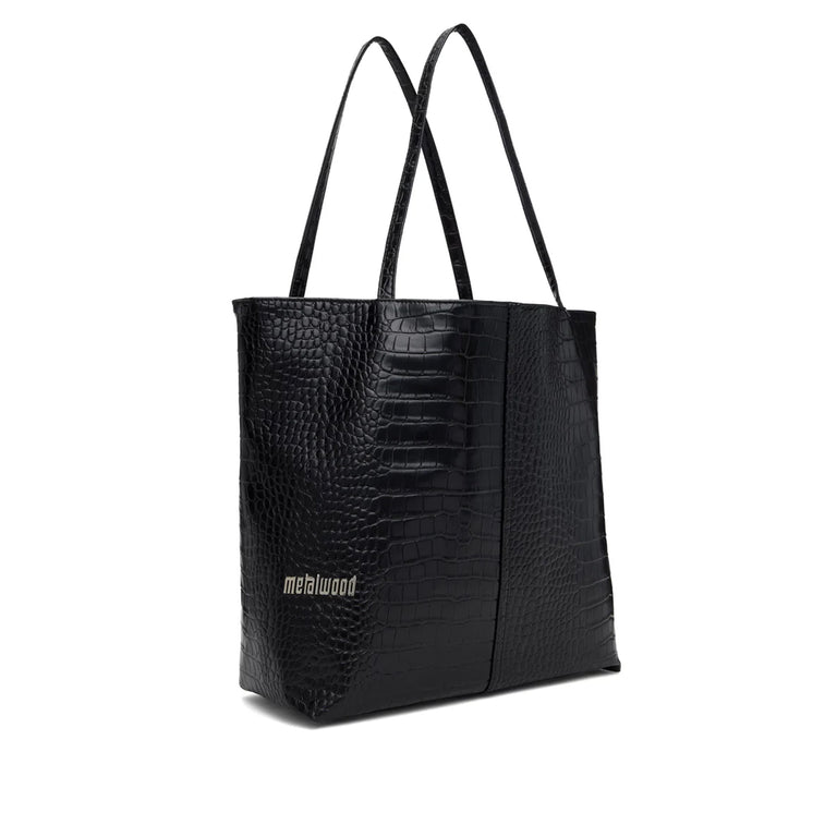 Metalwood Metal Logo Stud Croc Tote