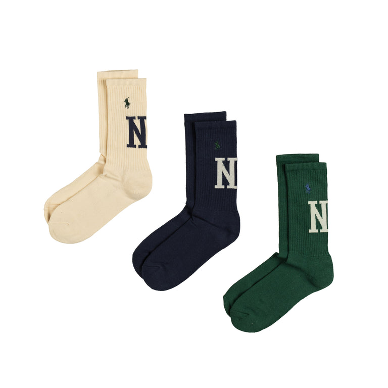 Polo Ralph Lauren Cotton-Blend *NY* Crew Sock 3-Pack (Green / Navy / Cream)