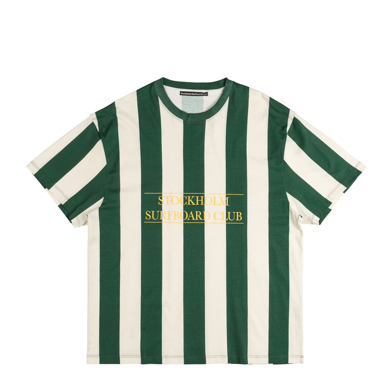 Stockholm Surfboard Club Box Tee Stripe - L / Green / White
