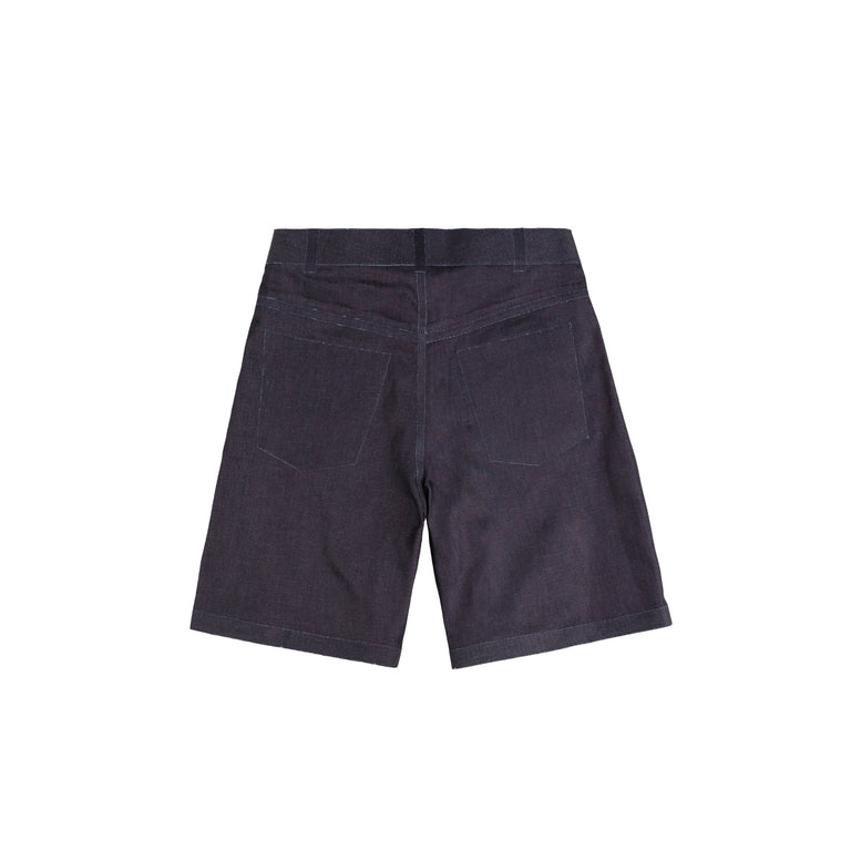 Marni Deep Blue Stretch Denim Trompe L'oeil Bermuda-Short