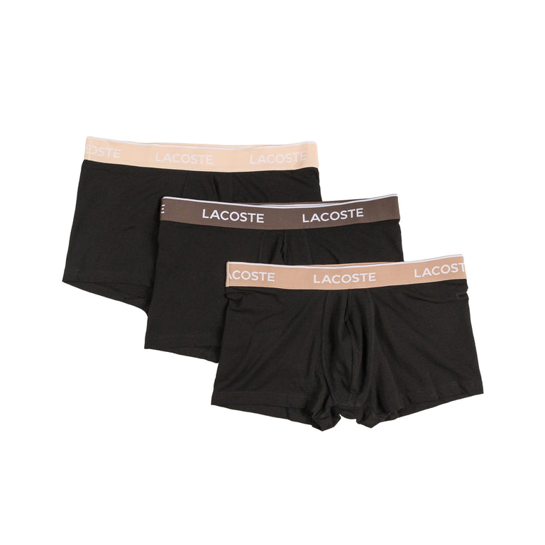 Lacoste 3-Pack Stretch Cotton Trunks (Black / Beige / Brown)