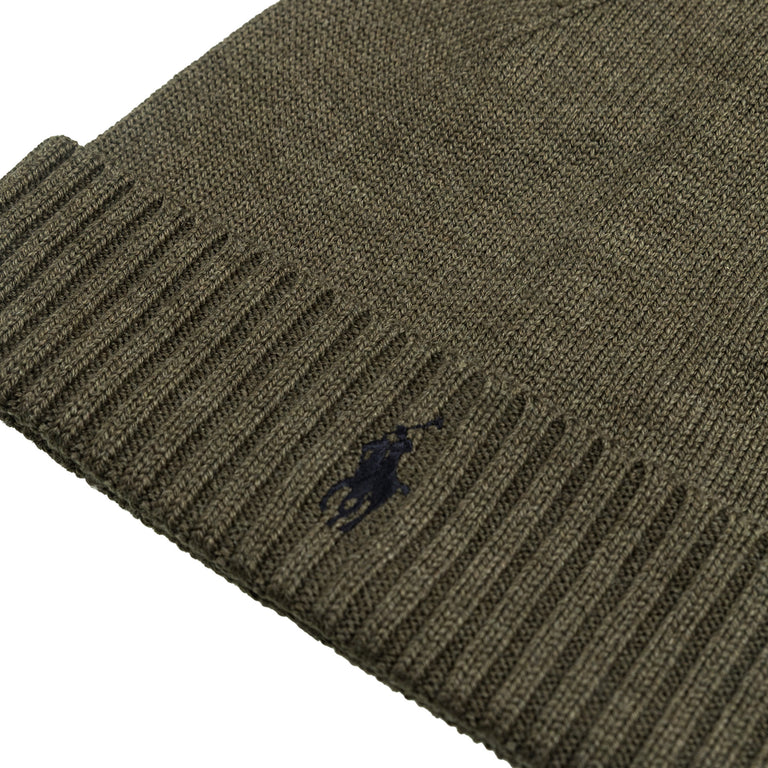 Polo Ralph Lauren Signature Pony Wool Beanie (Light Cargo Olive Heather)
