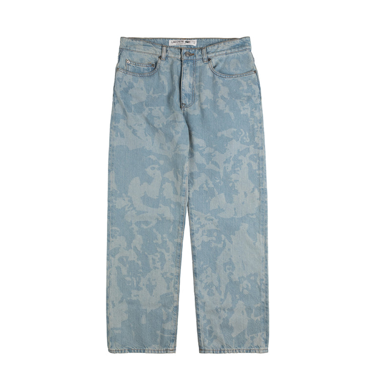 Lacoste Straight Leg Print Motif Denim Jeans - 31/34 / Washed Bleach