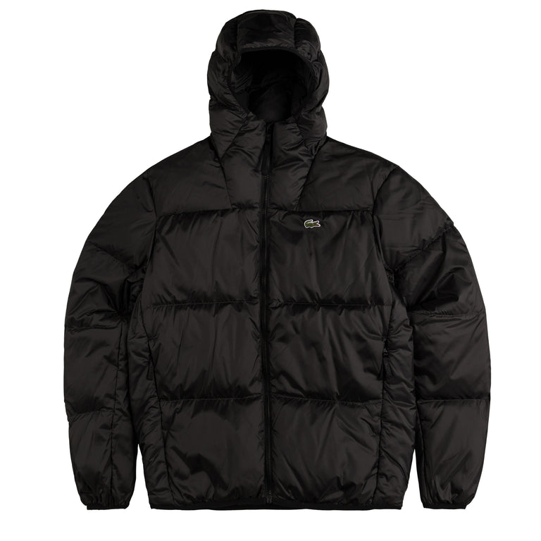Lacoste Short Water-Repellent Hooded Puffed Jacket - 54 / Black