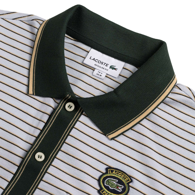 Lacoste Striped Cotton Pique Heritage Badge Polo