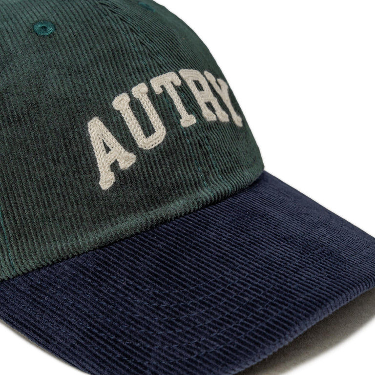 Autry Two-Tone Baseball Cap with Embroidered Logo (Blue / Dark Green)