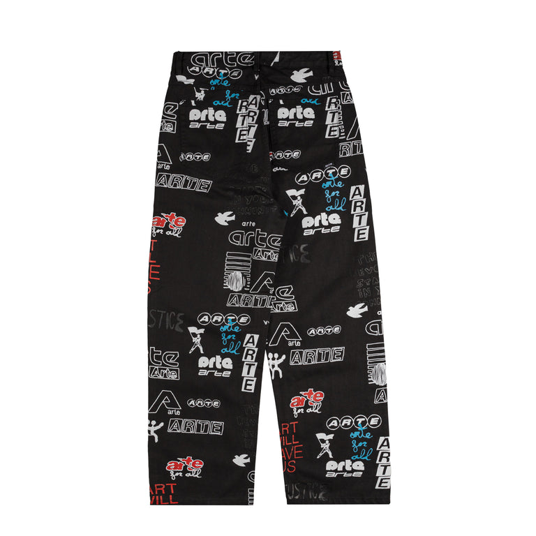 Arte Antwerp Back Pocket Graphic Pants (Black)