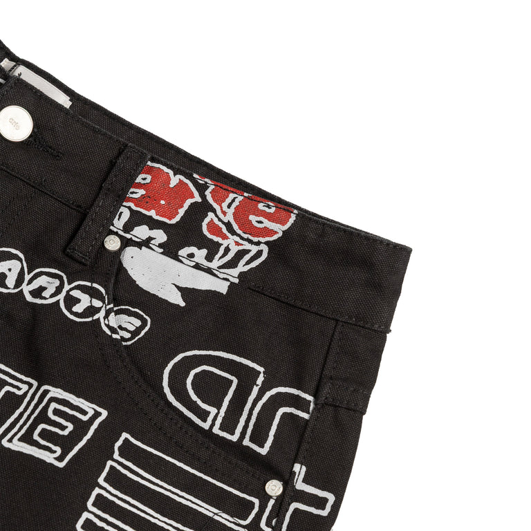 Arte Antwerp Back Pocket Graphic Pants (Black)