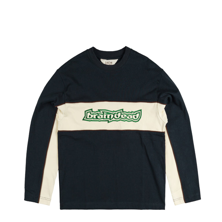 Brain Dead Heavyweight Paneled Long Sleeve Shirt - XXL / Navy
