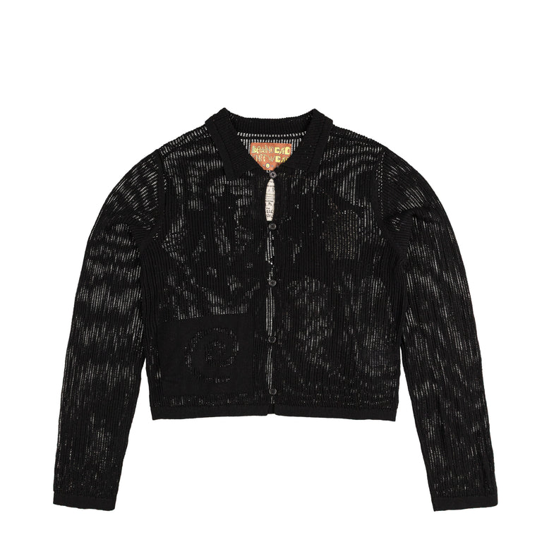 Brain Dead Mesh Knit Spiral Cardigan - XL / Black