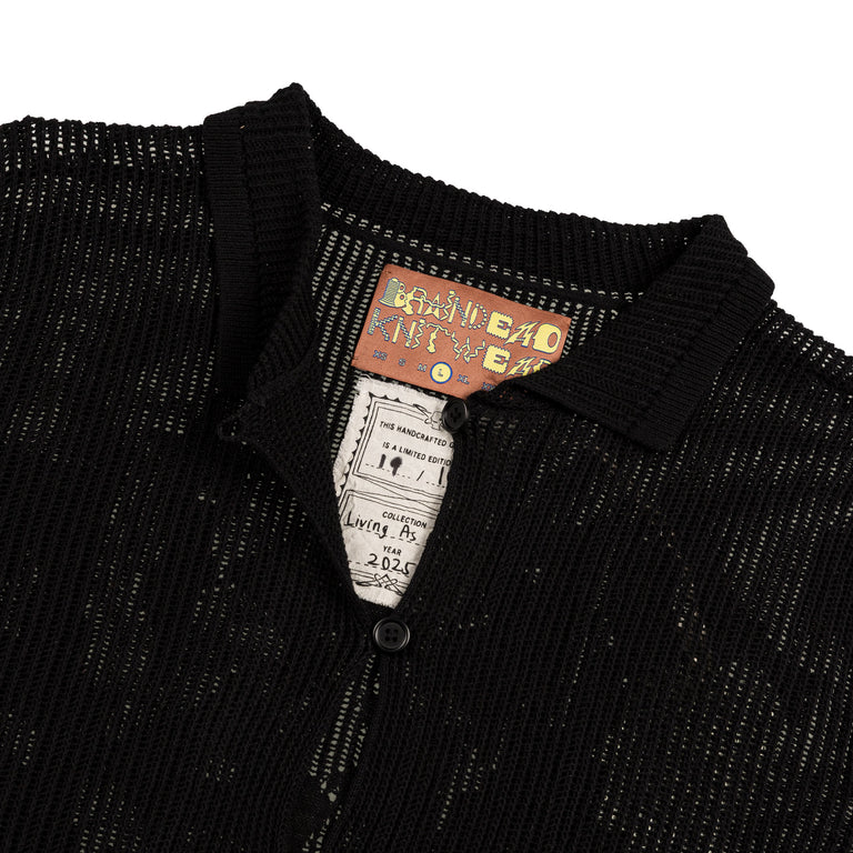 Brain Dead Mesh Knit Spiral Cardigan (Black)