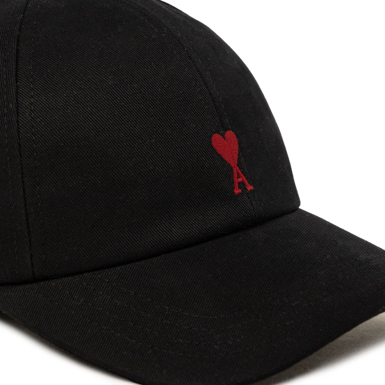 Ami Paris Cotton Ami de Coeur Embroidery Cap (Black)