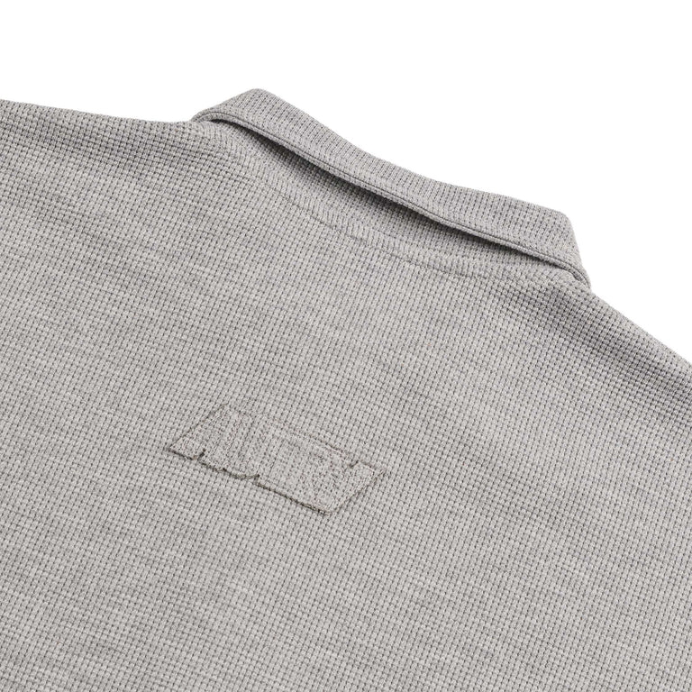 Autry Tonal Logo Waffle Long-Sleeve Polo
