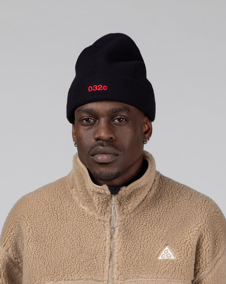 【032C】LOGO CASHMERE BLEND BEANIE BLACK 032c Logo Cashmere Blend Beanie | Accessoires » Buy online now!