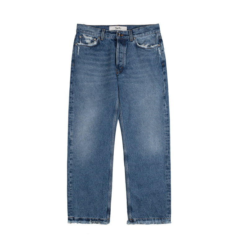 Sefr Frayed Cut Jeans - 33 / Dark River Blue