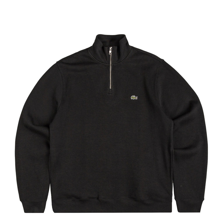 Lacoste Zippered Stand Up Collar Cotton Sweatshirt - S / Black