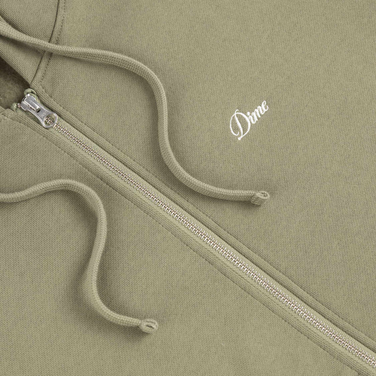 Dime Cursive Zip Hoodie (Army Green)