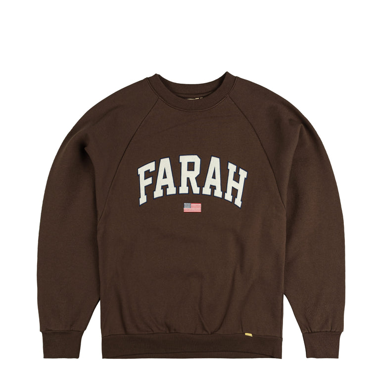 Farah Japan Embroidered Patch Logo Sweatshirt College Logo - XL / Brown
