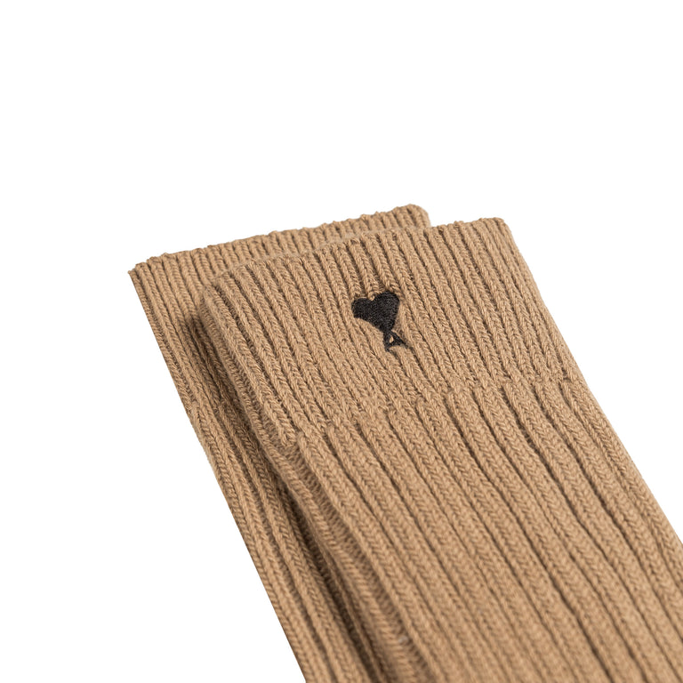 Ami Paris Cotton Ami De Coeur Socks (Camel)