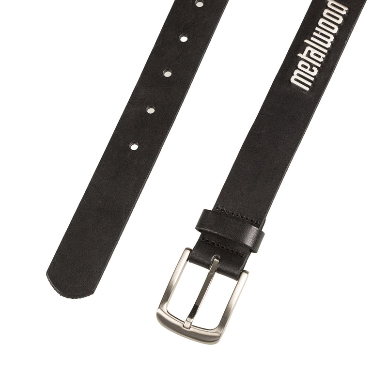 Metalwood Metal Logo Leather Studded Belt