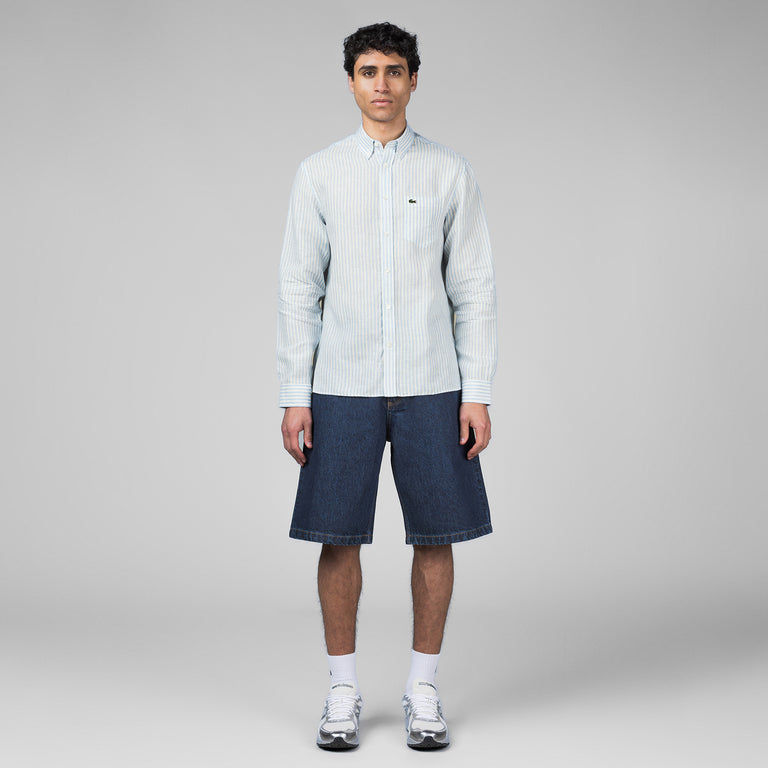 Lacoste Regular Fit Striped Linen Shirt
