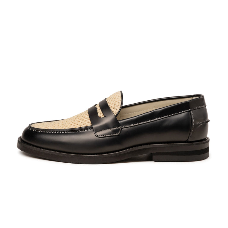 Duke + Dexter Wilde Rattan Loafer - 45 / Black / White