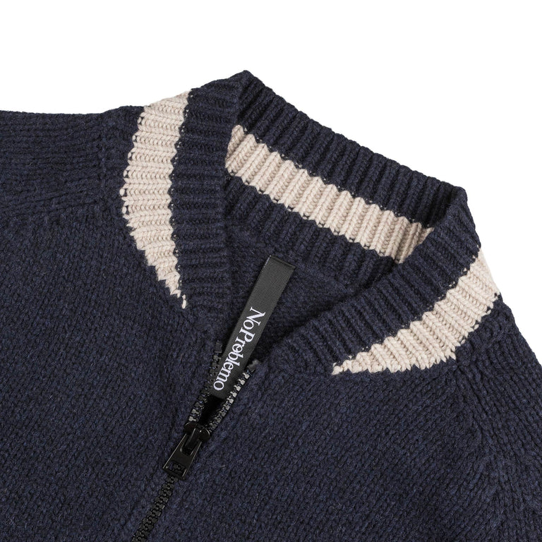 No Problemo NYP Varsity Zip Thru Knit (Navy)
