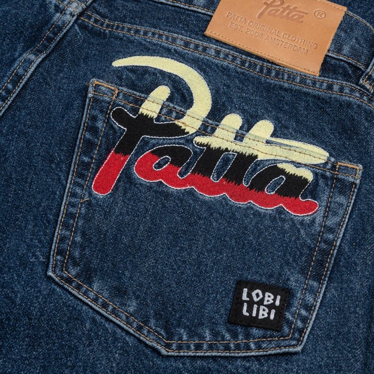 Patta Whole Lotta Labels Denim Pants (Light Blue Denim)