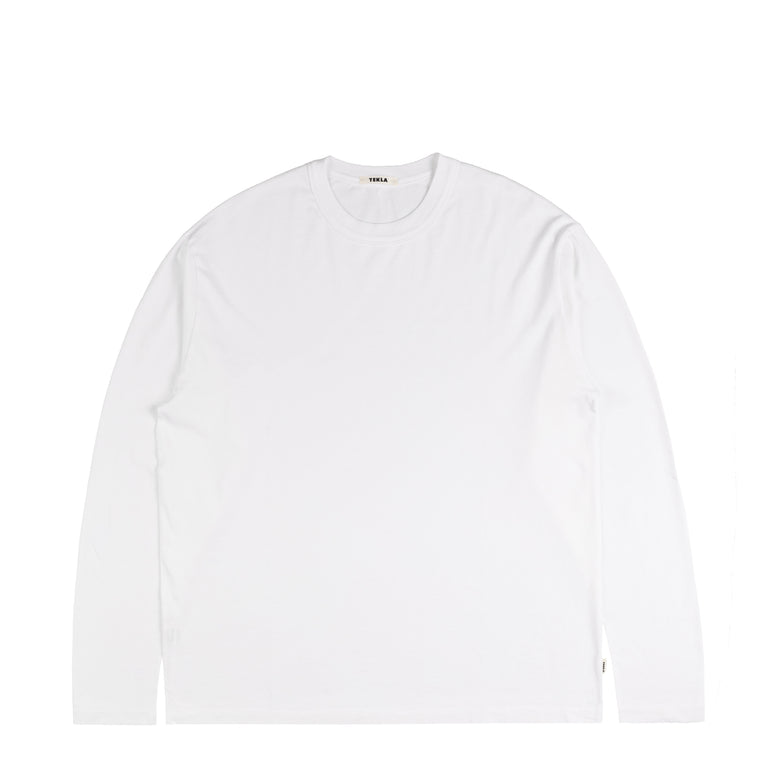 Tekla Long Sleeve Sleeping T-Shirt - XL / White