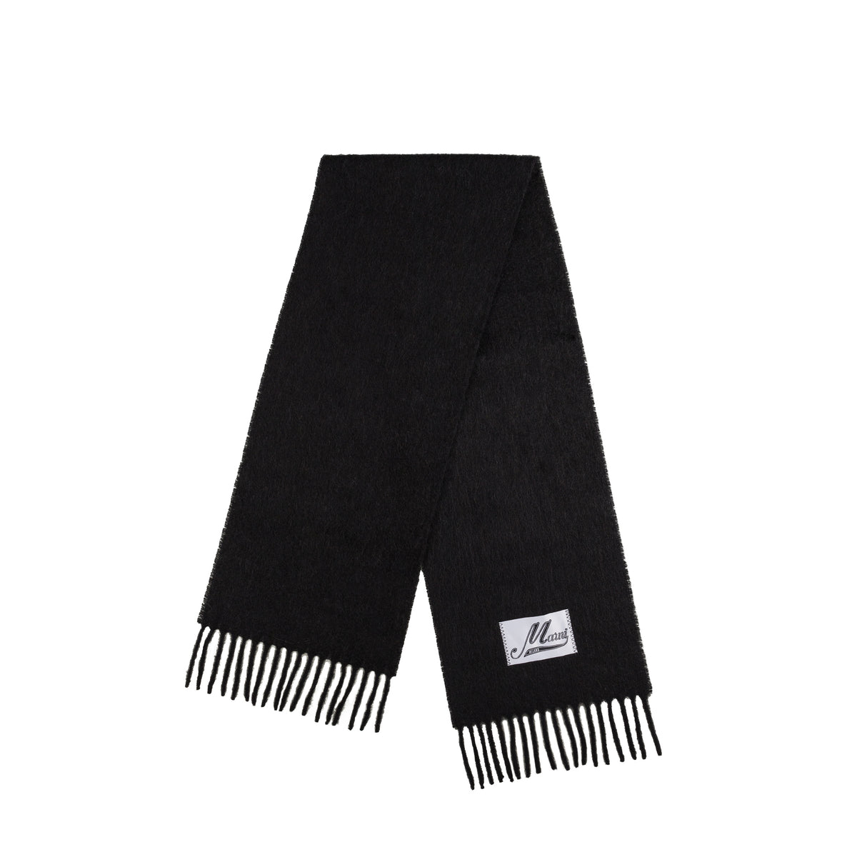 Marni Brown Brushed Alpaca Blend Scarf With Fringes Men