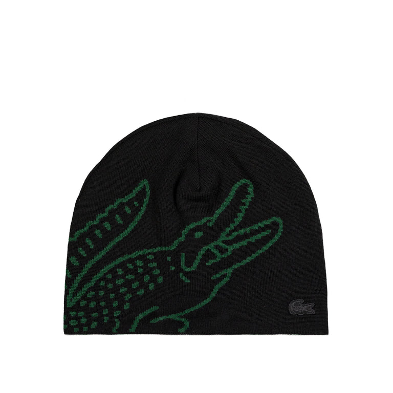 Lacoste Wool Jacquard Crocodile Beanie