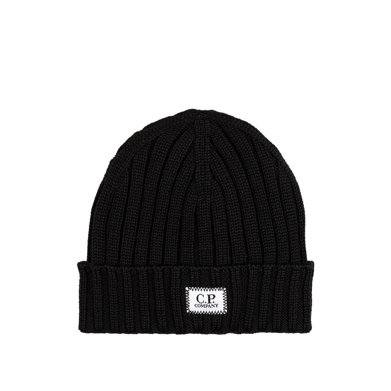 C.P. Company Extra Fine Merino Wool Knit Logo Beanie