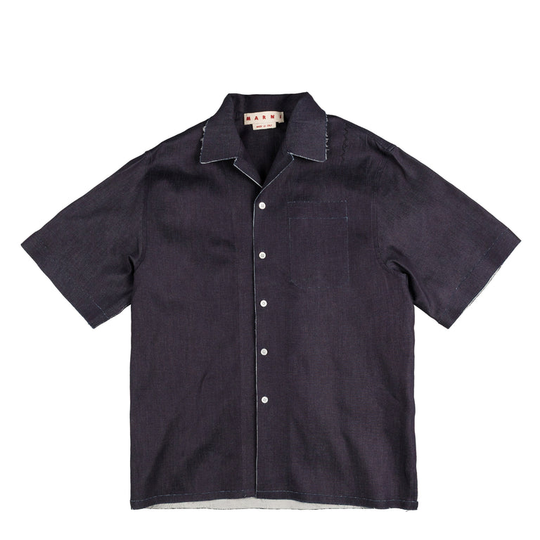 Marni Deep Blue Stretch Denim Trompe L'oeil Shirt - 54 / Blublack