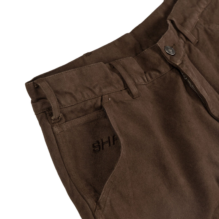 Sky High Farm Universe Flannel Lined Canvas Double Knee Pants Woven (Brown)