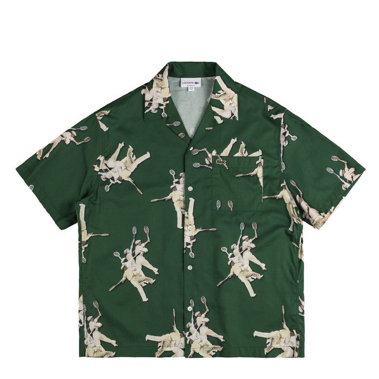 Lacoste Relaxed Fit René Lacoste Print Shirt - 42 / Pine Green