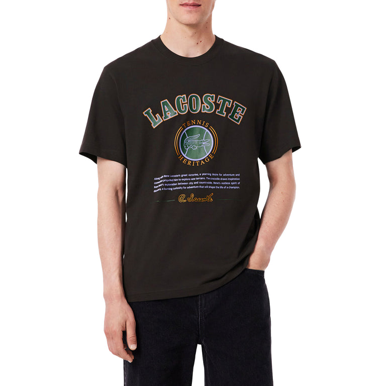 Lacoste Print Cotton T-Shirt (Brown)