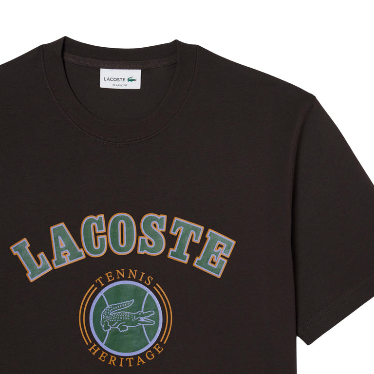 Lacoste Print Cotton T-Shirt (Brown)