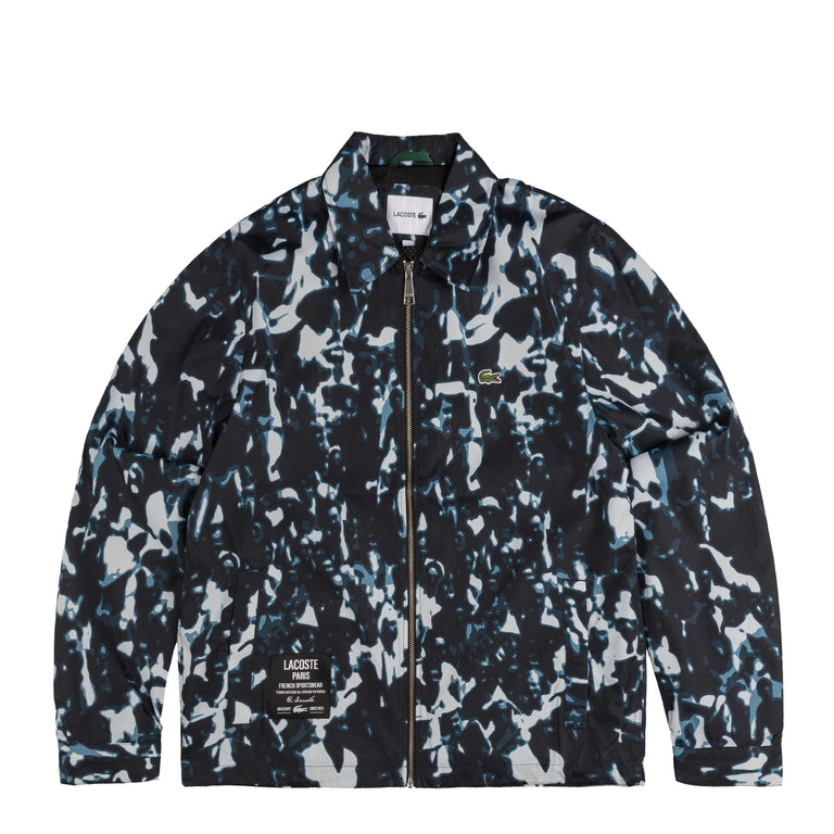 Lacoste Print Motif Water-Repellent Windbreaker - 48 / Black / Blue / Light Grey